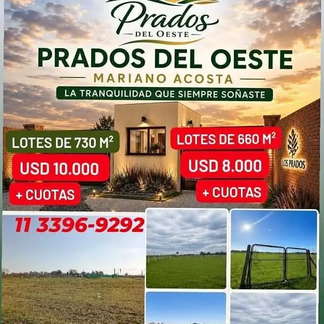 660 M² 8000 + cuotas último lote Merlo/Mariano Acosta.tomo vehículo
