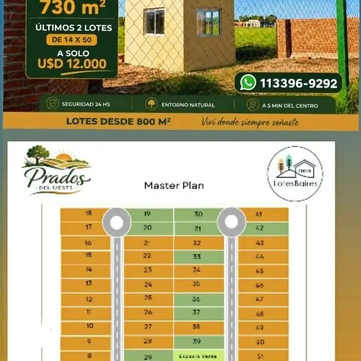Últimos lotes con precio de PREVENTA! Mariano Acosta posibilidad inmediata de construcción