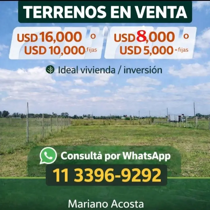 Terrenos en Urbanización Protegida desde USD 8.000 – Mariano Costa