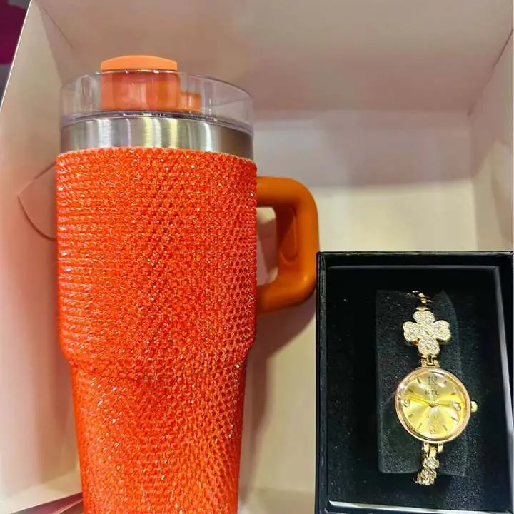 Box Regalo Mini Quencher Strass/Reloj Acero inox