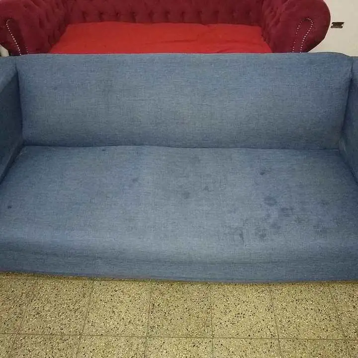 Sillón de chenille azul. 180x80