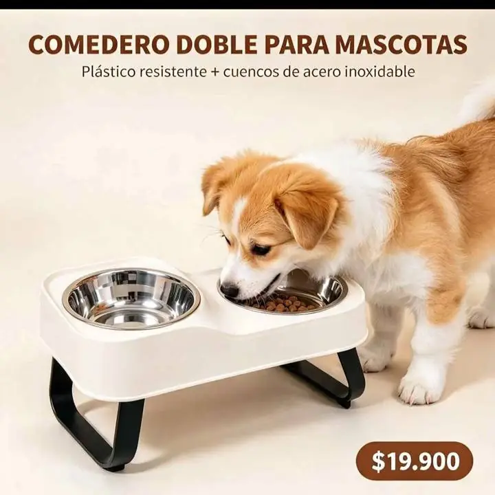 Comedero de mascota plástico y acero