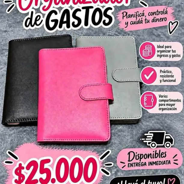 Planificador de gastos vienen con sus bolsitas disponibles solo fucsia