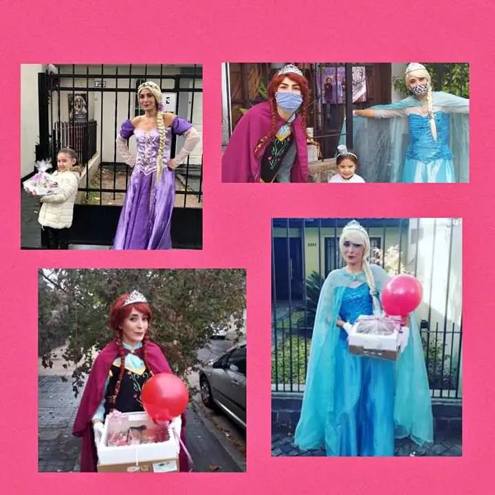 Princesas entregando desayunos y meriendas
