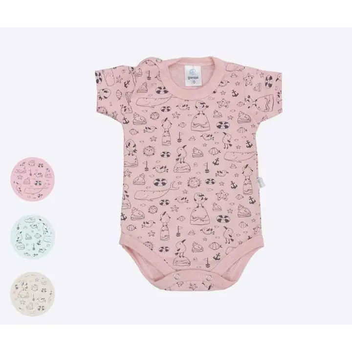 Body Manga Corta Estampado Talle 0 a 12 meses
