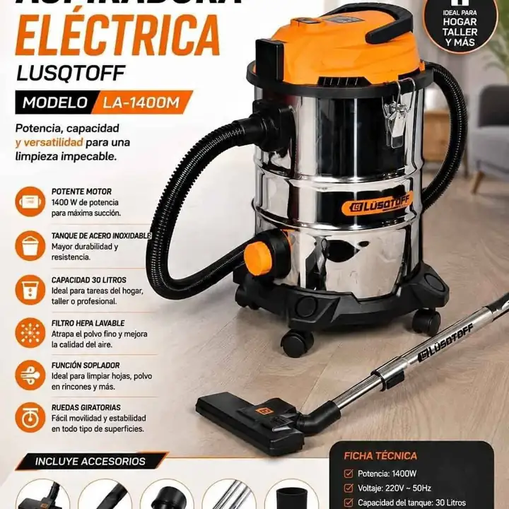 Aspiradora eléctrica lusqtoff 1400 W • 25 lts