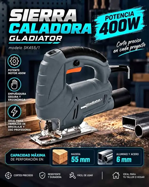 Sierra caladora gladiator 400w 55mm (SK455/1)