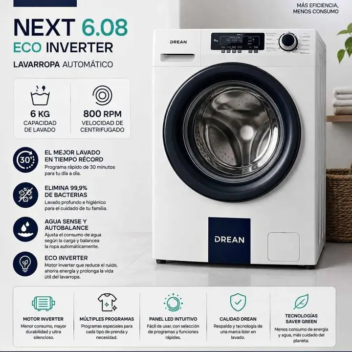 Lavarropa Drean next 6.08 eco inverter
