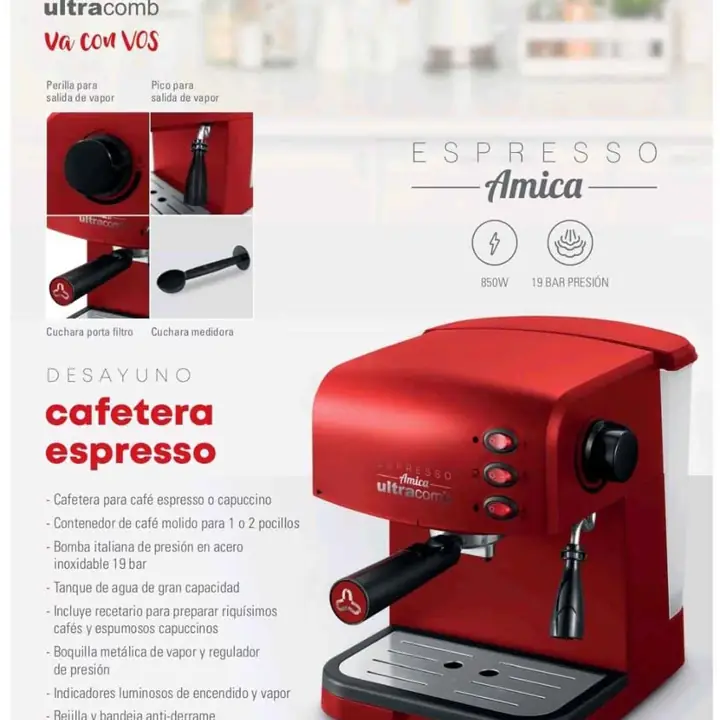 Cafetera Ultracomb espresso o capuccino