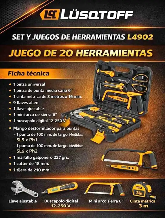 Set y juegos de herramientas lusqtoff, 20 piezas