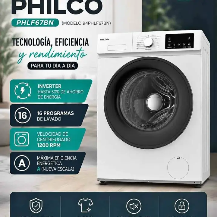 Lavarropas automatico Philco inverter - 6 KG - 1200 rpm