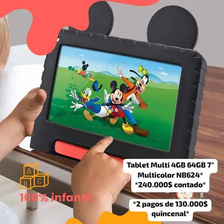 Tablet multicolor al contado o a pagar