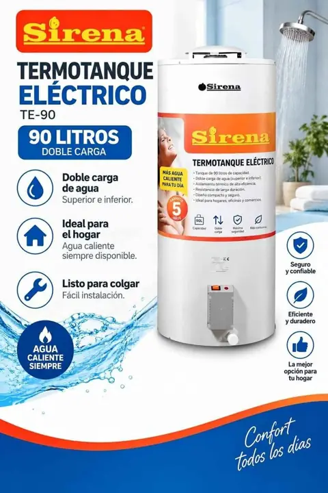 Termotanque eléctrico sirena 90L