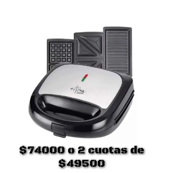 Sandwichera, grill y wafflera eléctrica 3 en 1