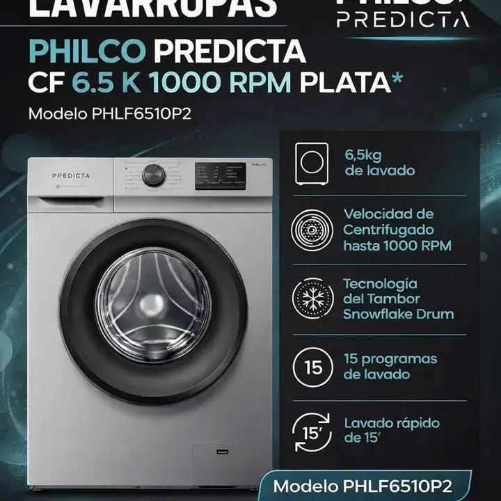 Lavarropa Philco predicta 6.5 KG 1000 rpm