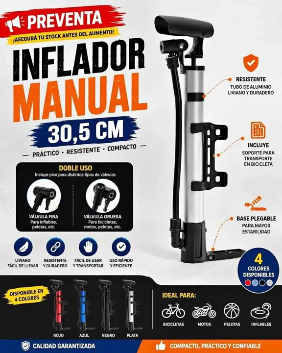 Inflador manual 30,5 cm