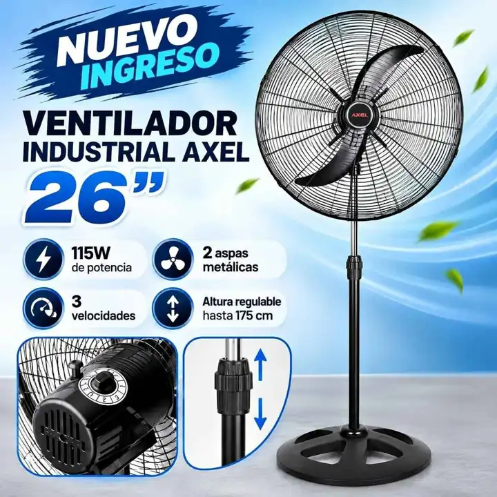 Ventilador industrial axel de pie 26”