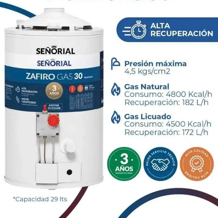 Termotanque Señorial 30L carga superior e inferior