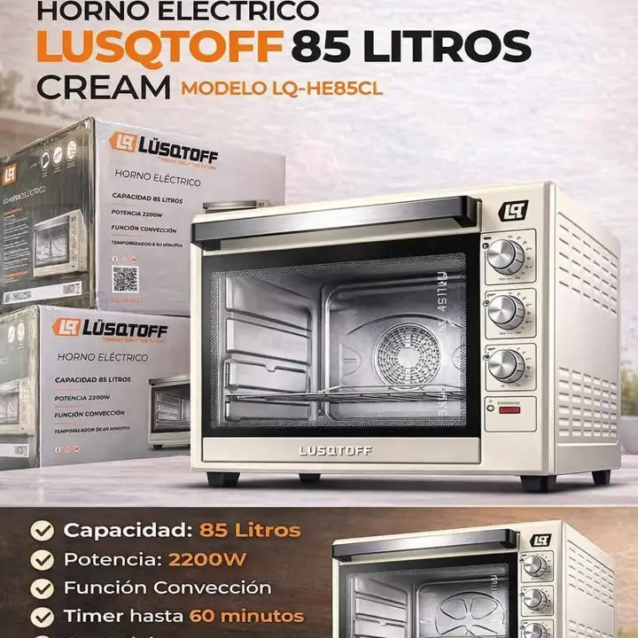 Horno electrico lusqtoff 85 litros, cream