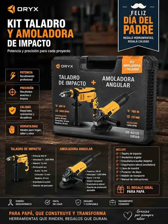Combo taladro y amoladora oryx