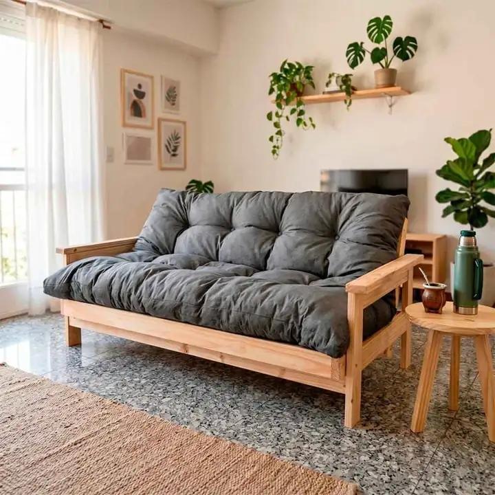 ```Futón premium en negro chenille y en gris Lino, ambos excelente calidad y mismo relleno copo goma