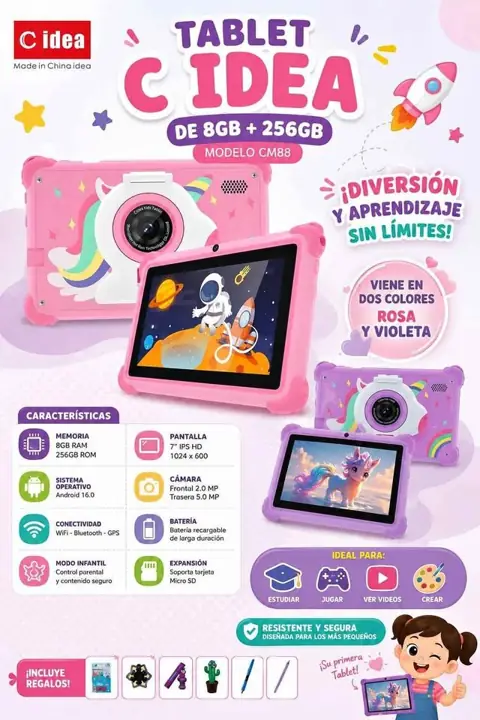 Tablet smart 7" C idea kids 256/8 + regalos - modelo CM86