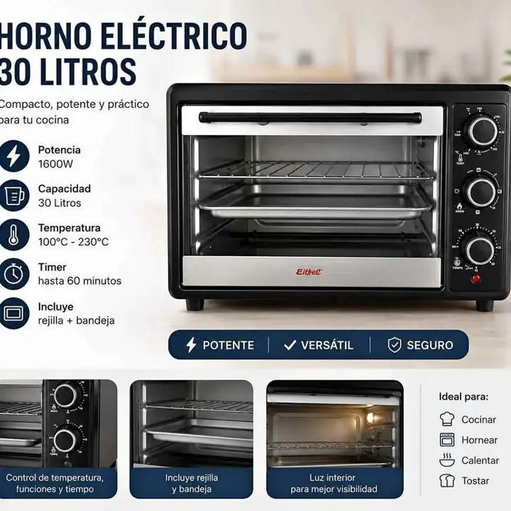 Horno eléctrico 30 lts