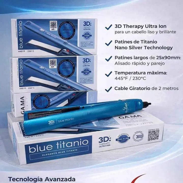 Planchita gama blue titanio 3D therapy ultra ion 230°C
