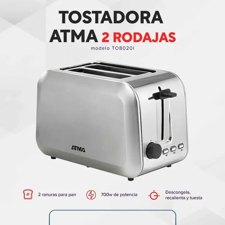 Tostadora Electrica Atma Acero Inox