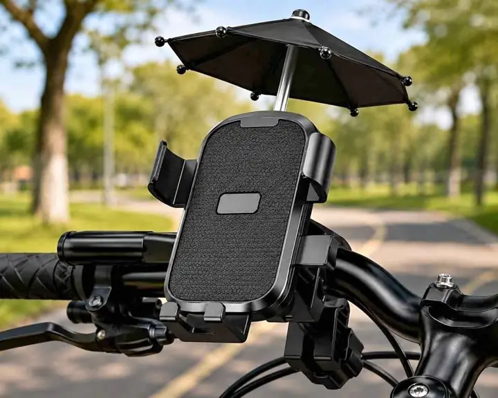Soporte para celular con paragüita para moto o bici