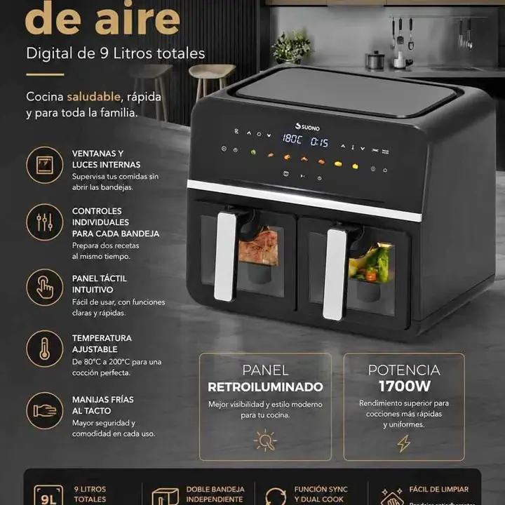 Freidora de aire digital 9 lts suono