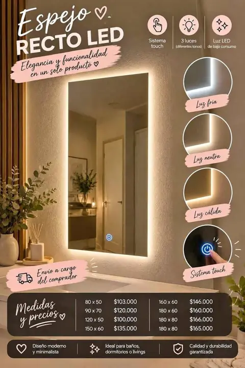 Espejo Recto Led
