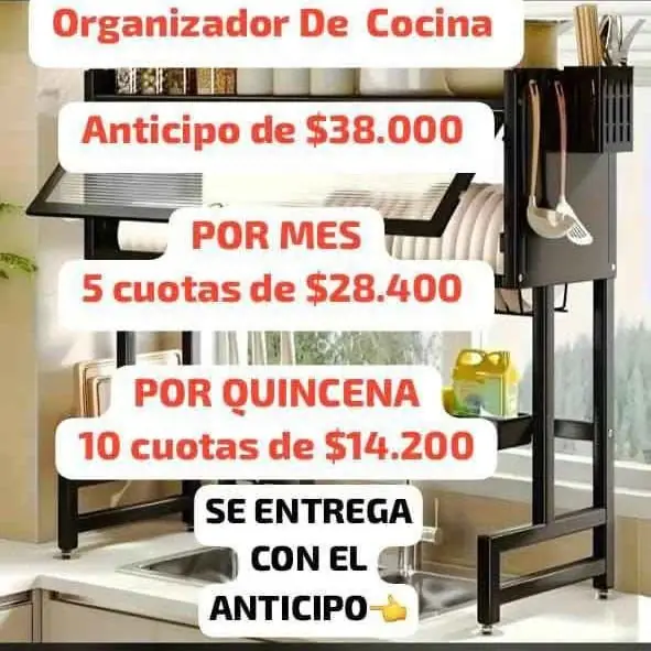 Organizador de cocina ,estante escurridor platos a pagar