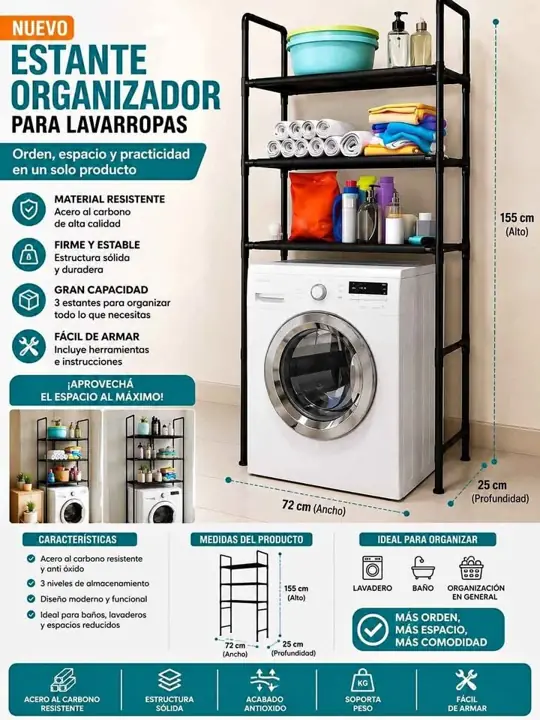 Estante organizadora para lavarropas