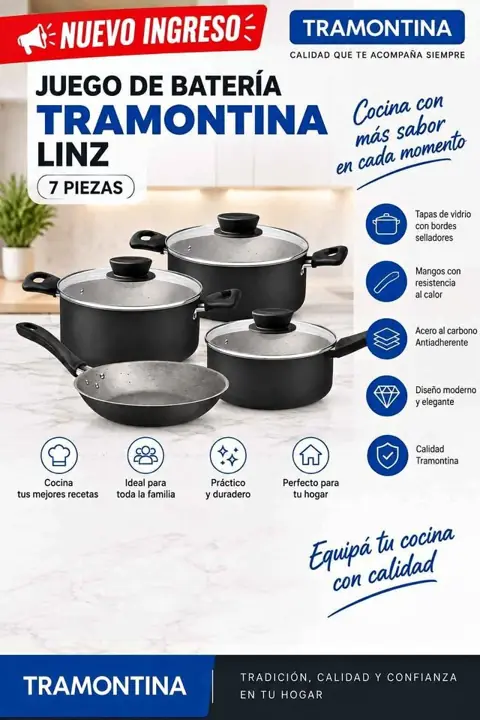Juego de batería Tramontina linz – 7 piezas