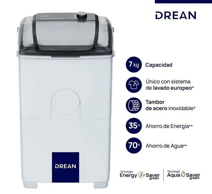 Lavarropa Drean Semiautomático 7 Kg C/Bomba desagote