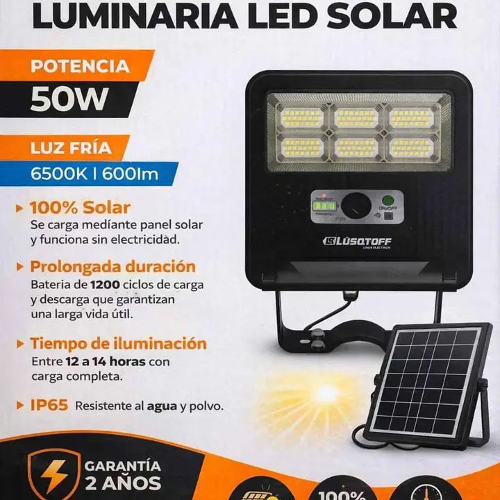 Luminaria solar de calle lusqtoff 50W 6500K