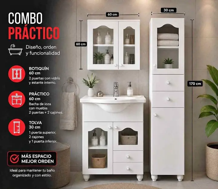 Combo de baño vidriado