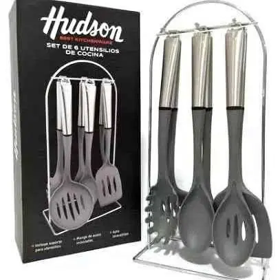 Set de utensilios de cocina x6 con soporte