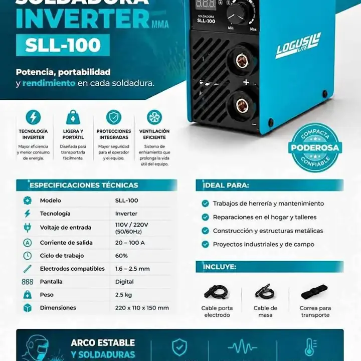 Soldadora inverter logus lite SLL-100 mma