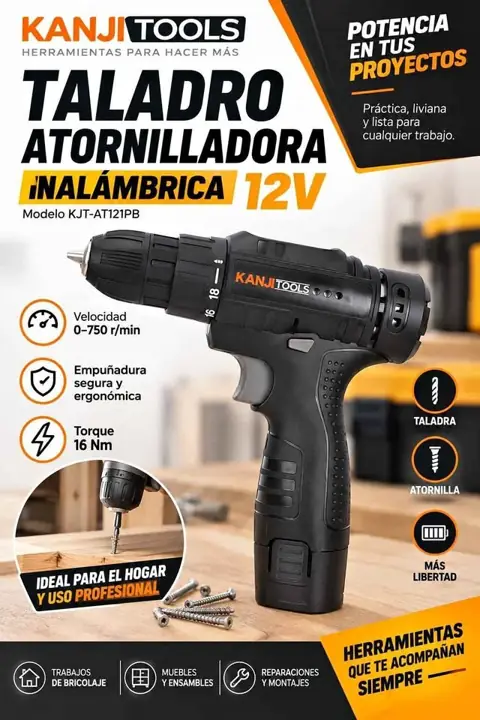 Taladro atornillador inalámbrico Kanji tools 12V