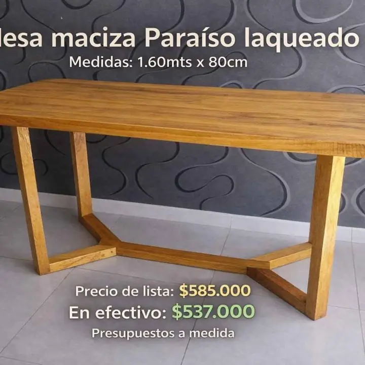 Mesa maciza Paraíso laqueado