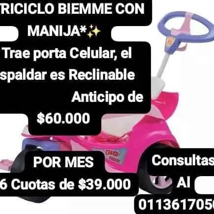 Triciclo biemme con manija a pagar