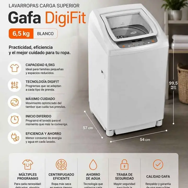 ¡Lavarropas Gafa digifit 6.5 KG