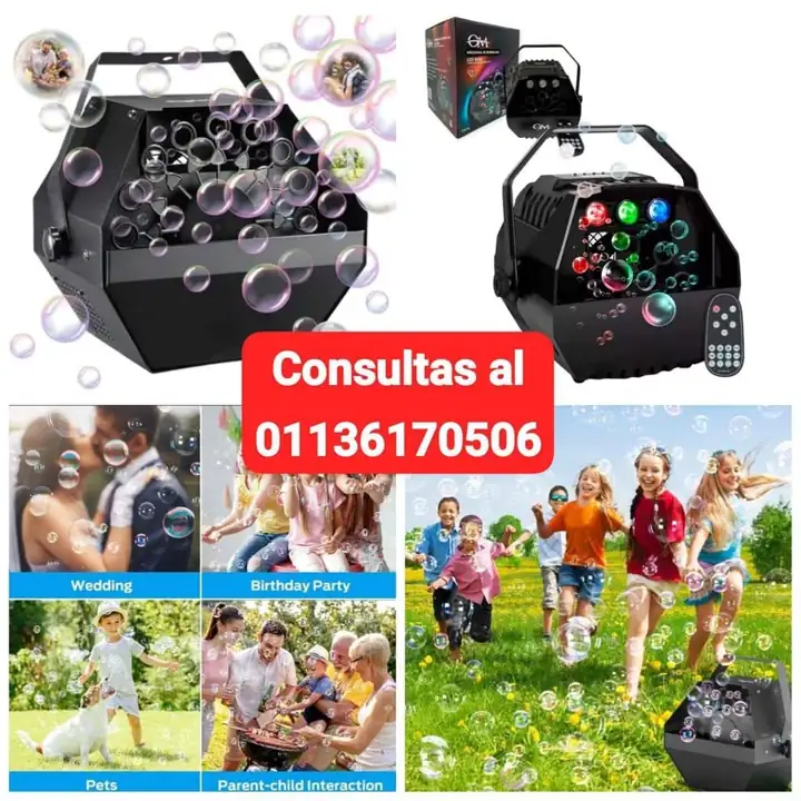 Maquina de burbujas C/luz RGB