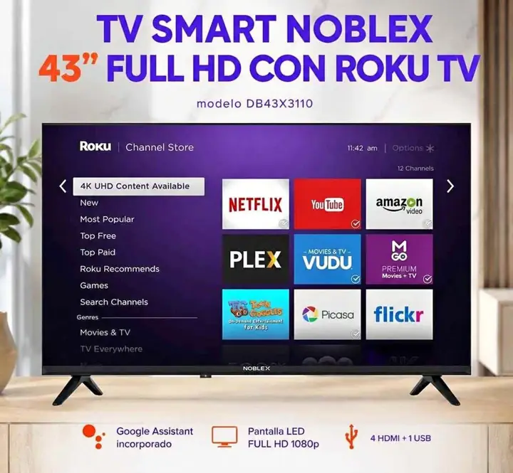 TV smart Noblex 43" roku TV full HD
