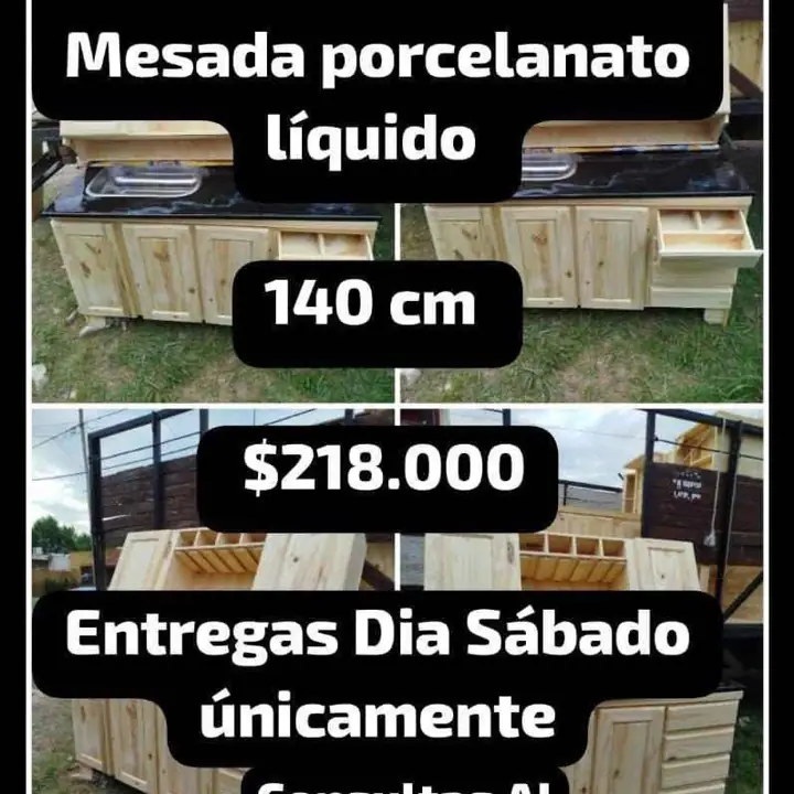 Combo completo Mesada Porcelanato lLiquido