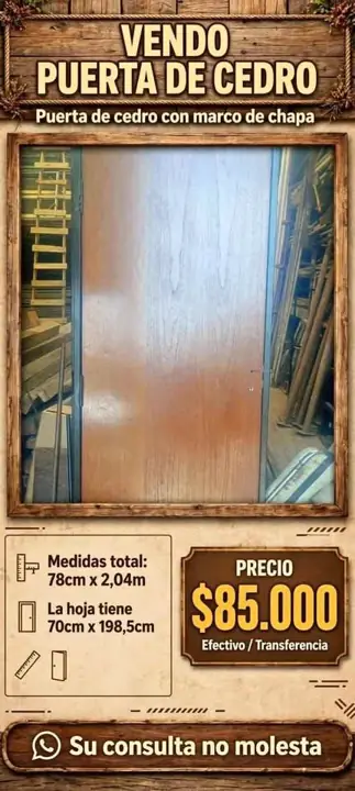 Puerta de cedro con marco de chapa