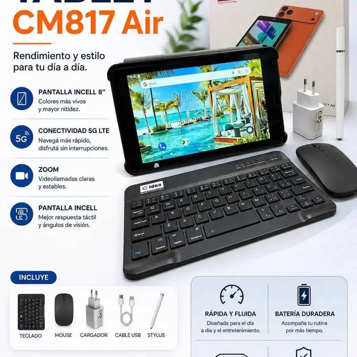 Tablet CM817 air 8” potencia + conectividad + kit completo