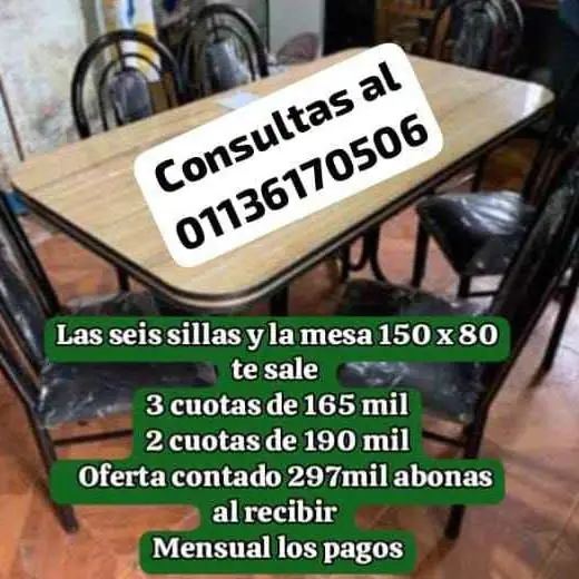 6 Sillas mas Mesa a PAGAR